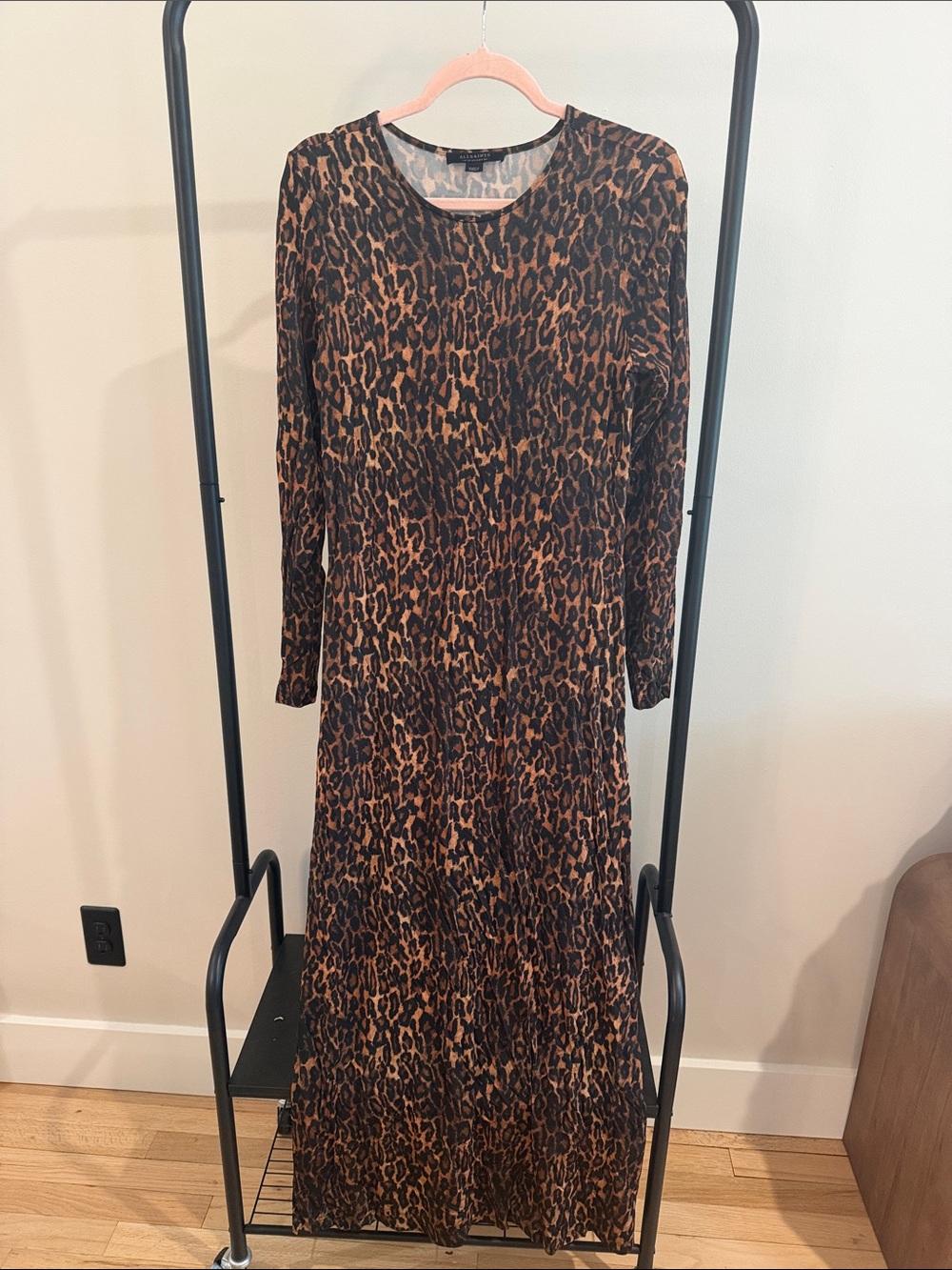 AllSaints Leopard Print Long Sleeve Maxi Dress - Brown & Black